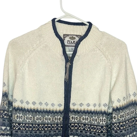 Tiara vintage sweater fair isle cotton blue size large - Picture 11 of 11